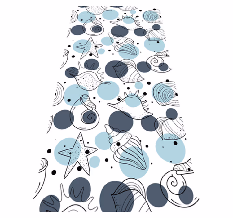 Floral vinyl rug with chic shell designs - TenStickers