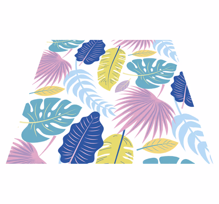 Floral vinyl rug with vibrant leaf designs - TenStickers