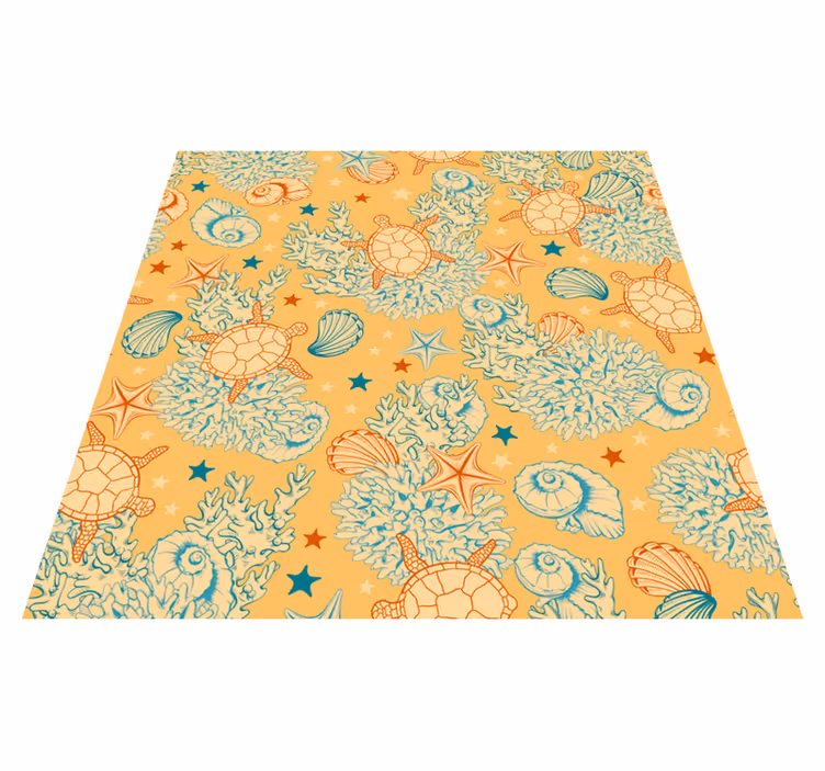 Floral vinyl rug coral and marine life design - TenStickers
