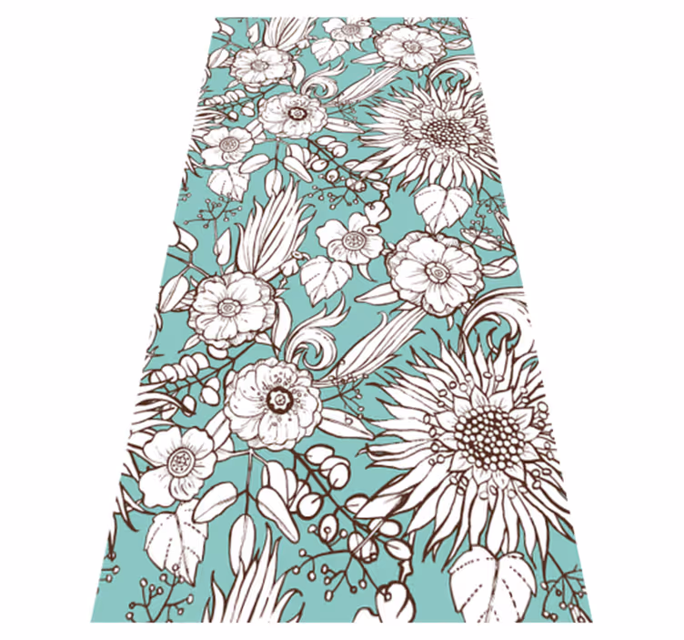 Floral vinyl rug with blooming screen design - TenStickers