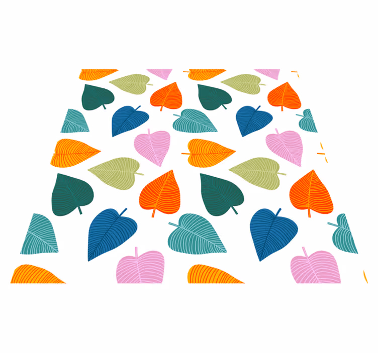 Floral vinyl rug with lively leaf patterns - TenStickers