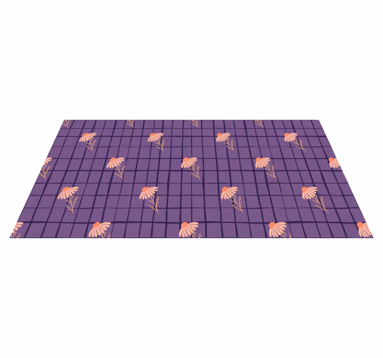Floral vinyl rug with purple floral design - TenStickers
