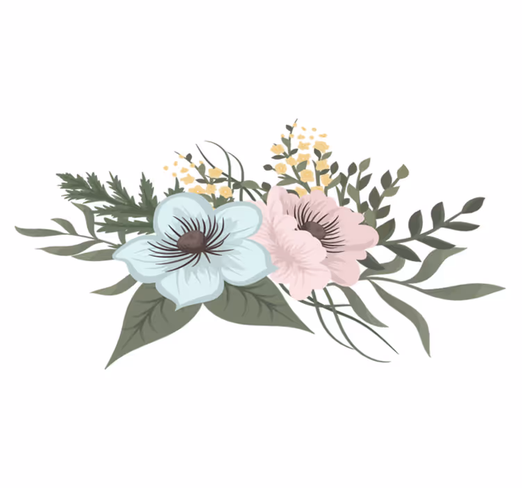 Floral vinyl rug botanical bouquet design - TenStickers