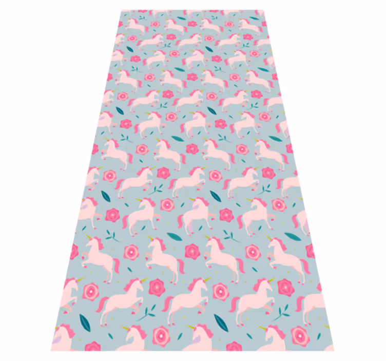 Flower rug with unicorn floral design - TenStickers