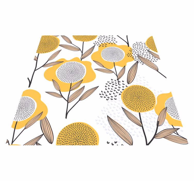 Flower rug in yellow abstract floral design - TenStickers