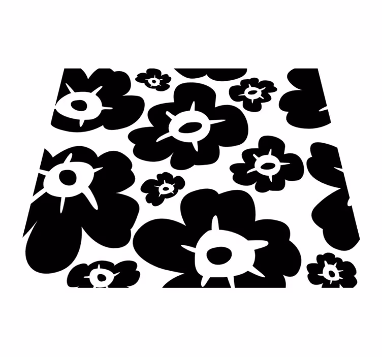 Flower rug black poppy design - TenStickers