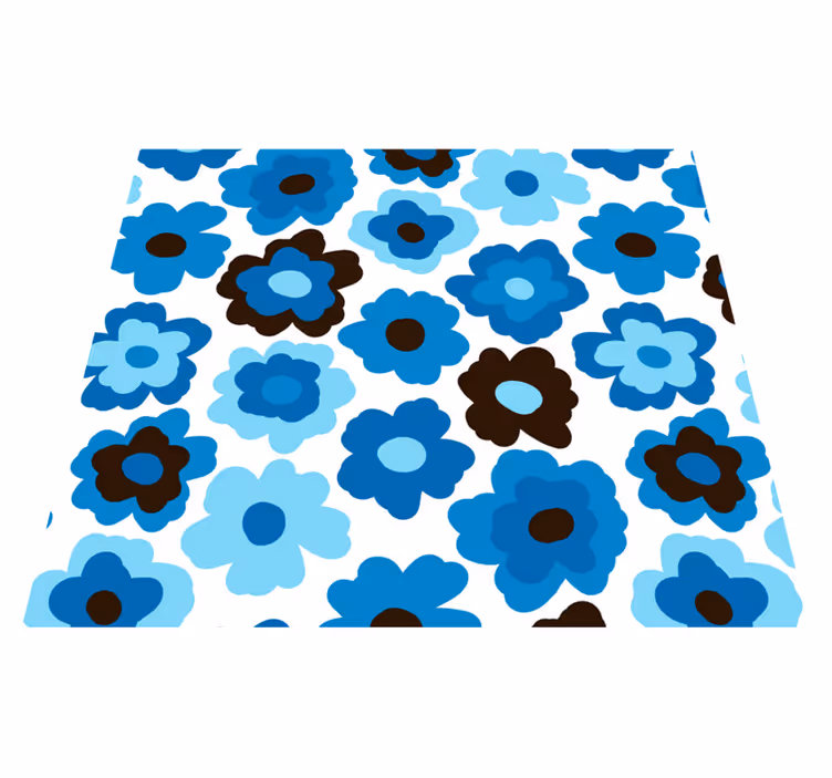 Bedroom vinyl rug blue poppy design - TenStickers