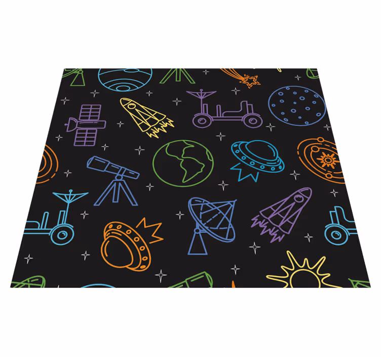 Star vinyl rug with space icons - TenStickers