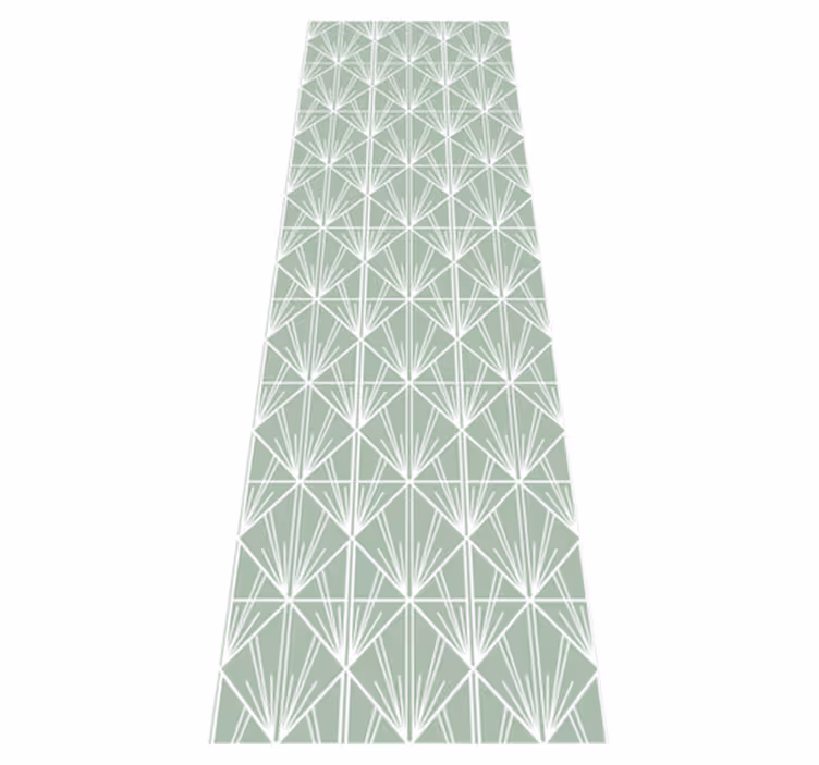 Geometric vinyl rug with modern green and white design - TenStickers