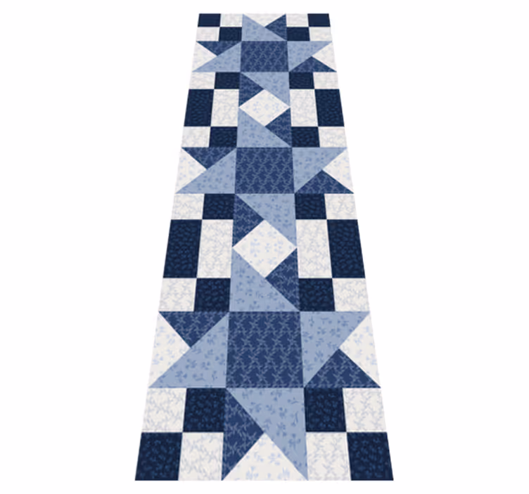 Geometric vinyl rug patchwork blue star triangle design - TenStickers