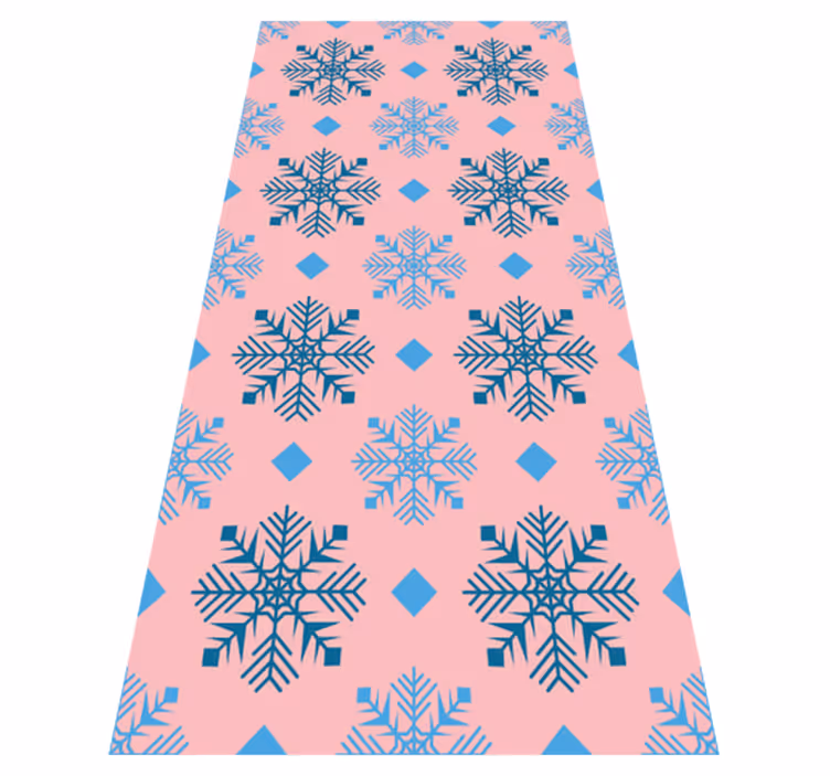 Christmas vinyl rug in pink and blue snowflakes - TenStickers