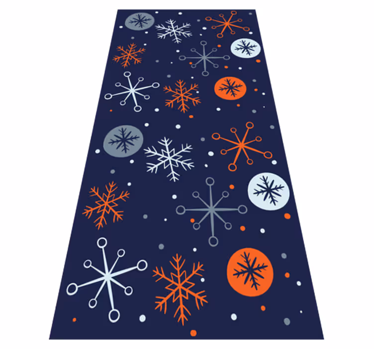 Christmas vinyl rug with blue and orange snowflakes - TenStickers