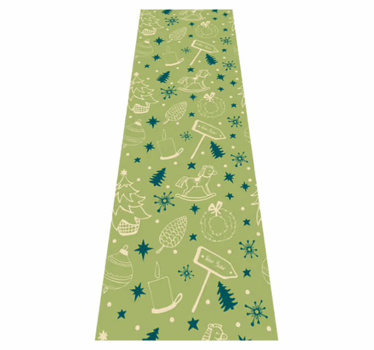 Christmas vinyl rug with green background elements - TenStickers