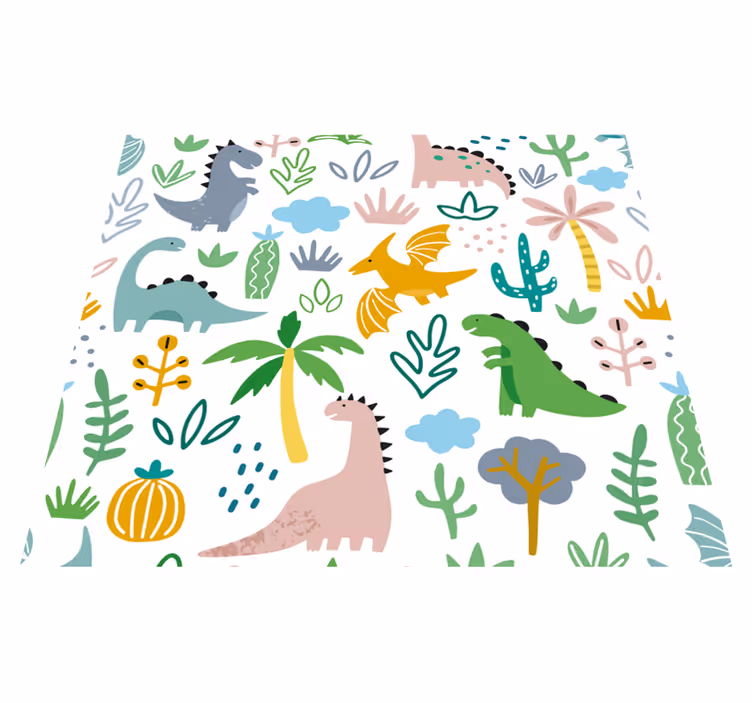 Bedroom vinyl rug with scandinavian jurassic design - TenStickers