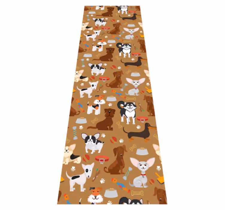 Bedroom vinyl rug with various adorable dog designs - TenStickers