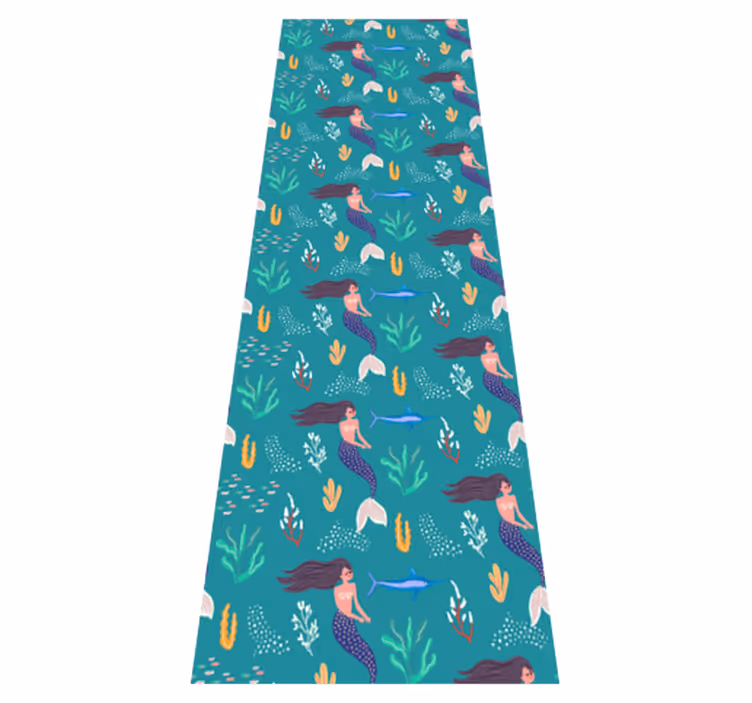Bedroom vinyl rug featuring mermaids and swordfish - TenStickers