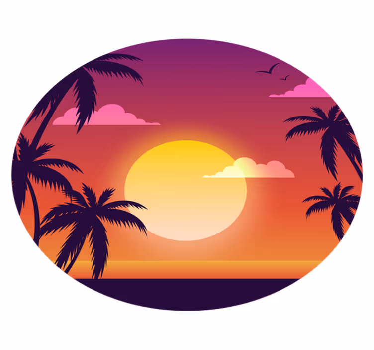 Nature vinyl rug in 70s sunset colors - TenStickers