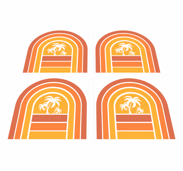 Nature vinyl rug retro sunset and palms design - TenStickers