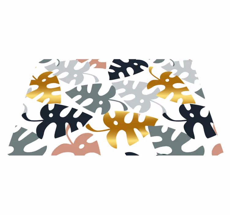 Nature vinyl rug with golden and multicolor leaves - TenStickers