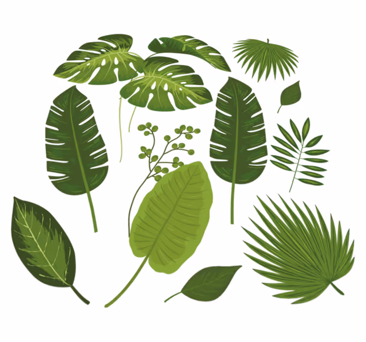 Floral vinyl rug with diverse leaf patterns - TenStickers