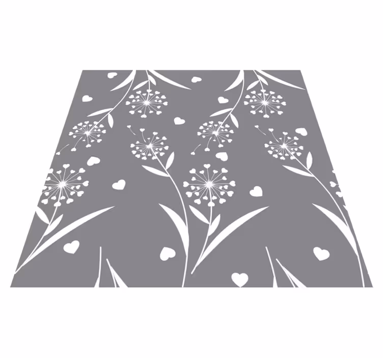 Floral vinyl rug white dandelions - TenStickers