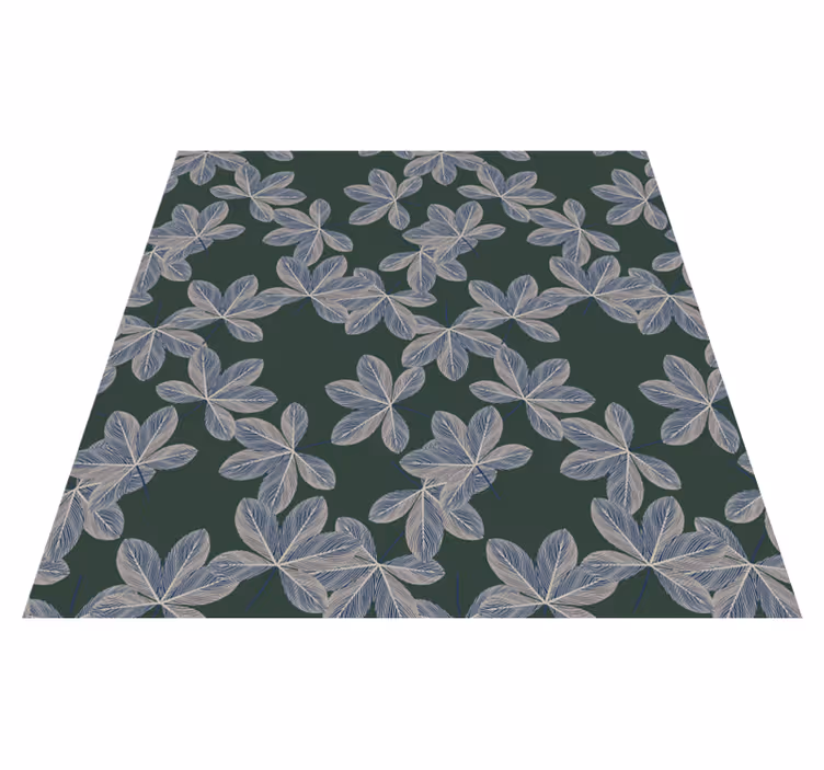 Floral vinyl rug with dark leaves pattern - TenStickers
