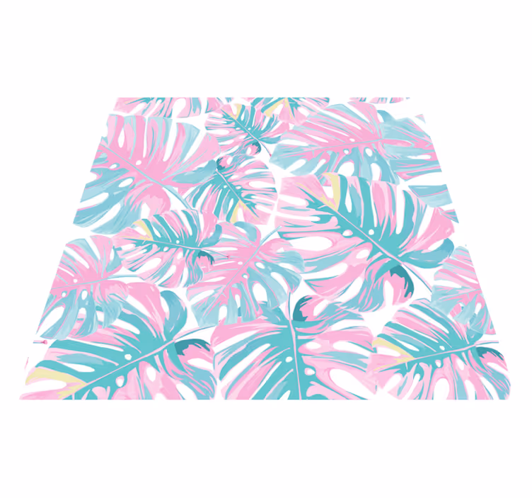 Floral vinyl rug with monstera deliciosa pattern - TenStickers