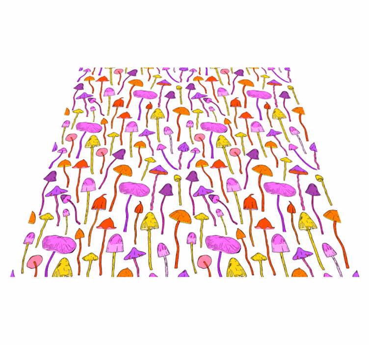 Floral vinyl rug with psychedelic mushroom design - TenStickers