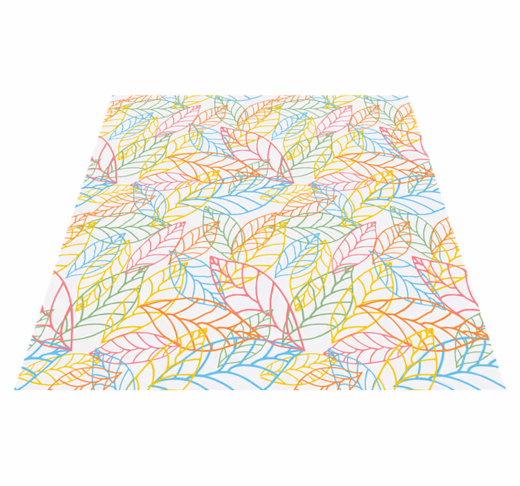 Floral vinyl rug with vibrant neon leaf design - TenStickers