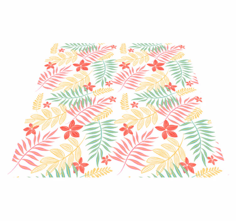 Floral vinyl rug with neon leaves pattern - TenStickers