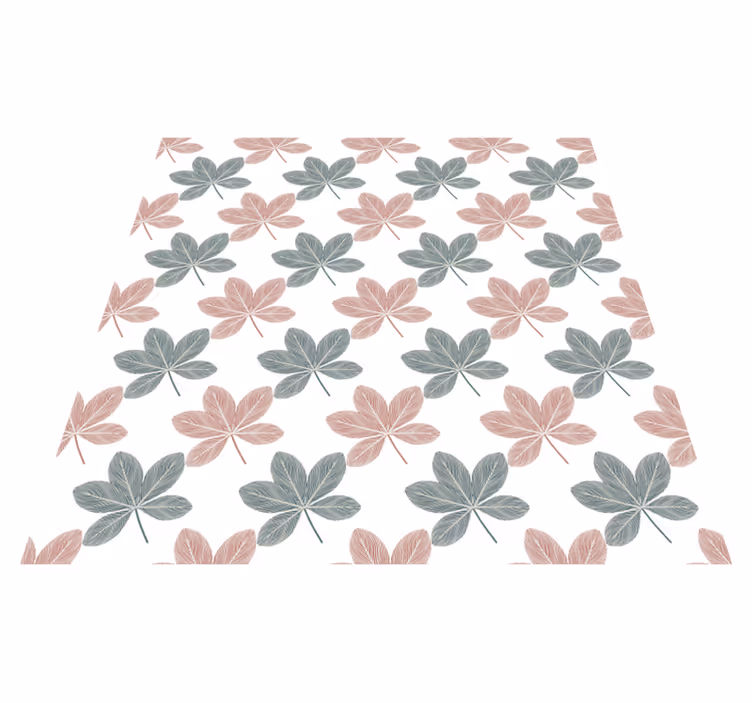 Floral vinyl rug with pink and blue leaves design - TenStickers