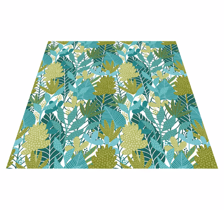 Floral vinyl rug tropical boho leaves design - TenStickers