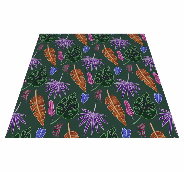 Floral vinyl rug with geometric neon shade - TenStickers