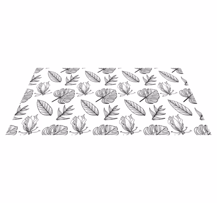 Floral vinyl rug in solid tropical leaves design - TenStickers