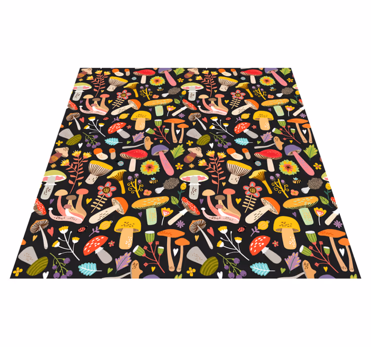 Floral vinyl rug with autumn mushroom design - TenStickers