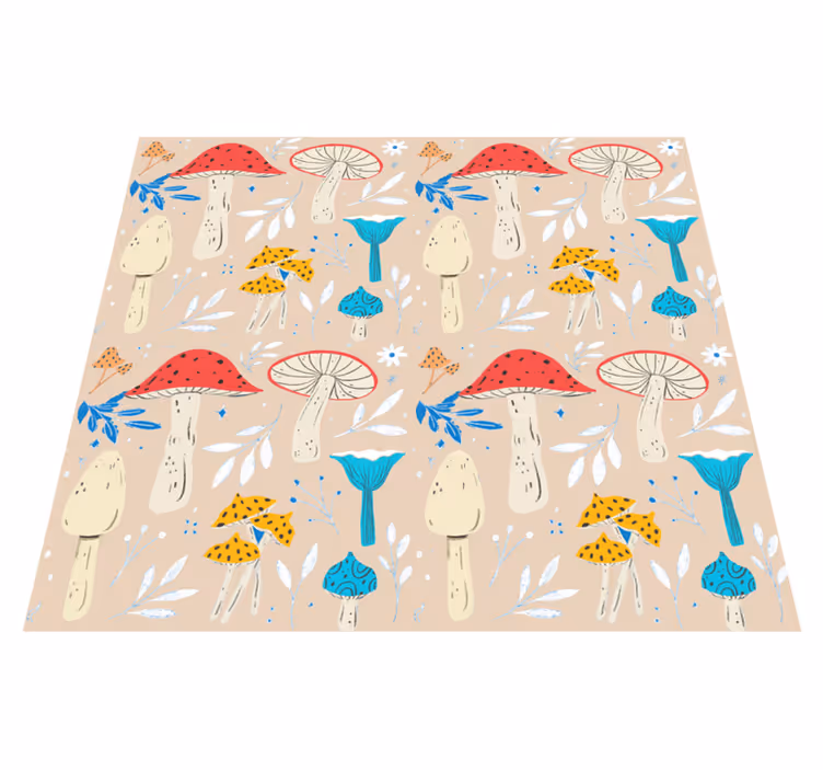 Floral vinyl rug with classic mushroom beige background - TenStickers