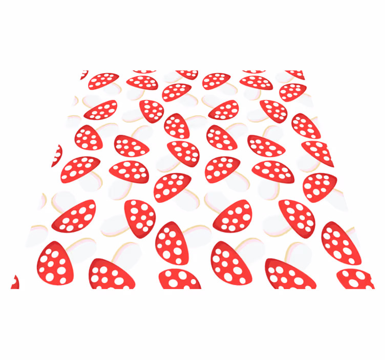 Floral vinyl rug with classic mushrooms on white - TenStickers