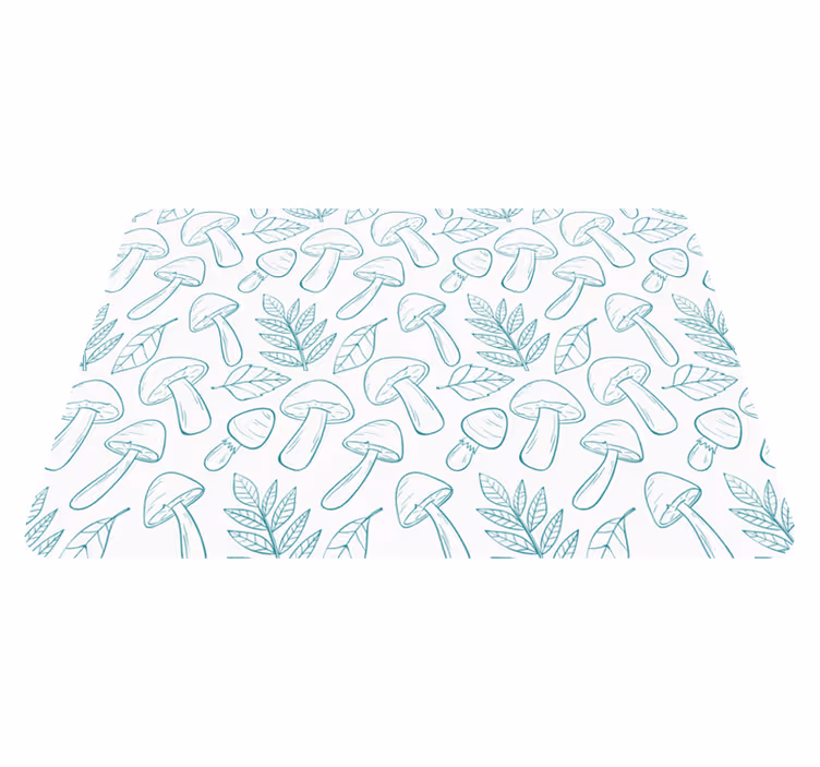 Floral vinyl rug with white and light blue mushrooms - TenStickers