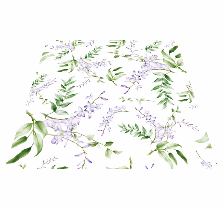 Floral vinyl rug lavender window motif - TenStickers