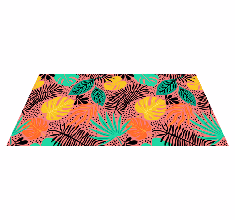 Floral vinyl rug with vibrant leaf designs - TenStickers