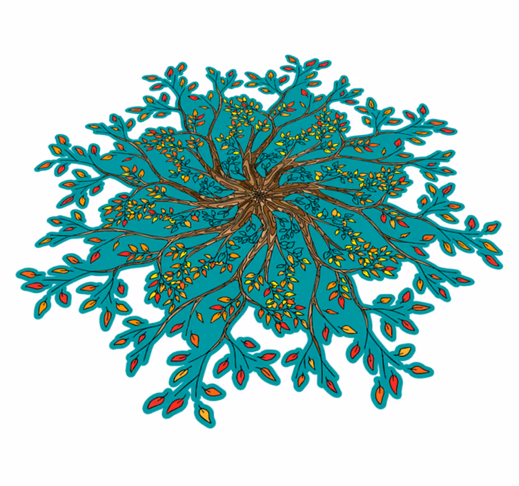 Floral vinyl rug in lively tree design - TenStickers