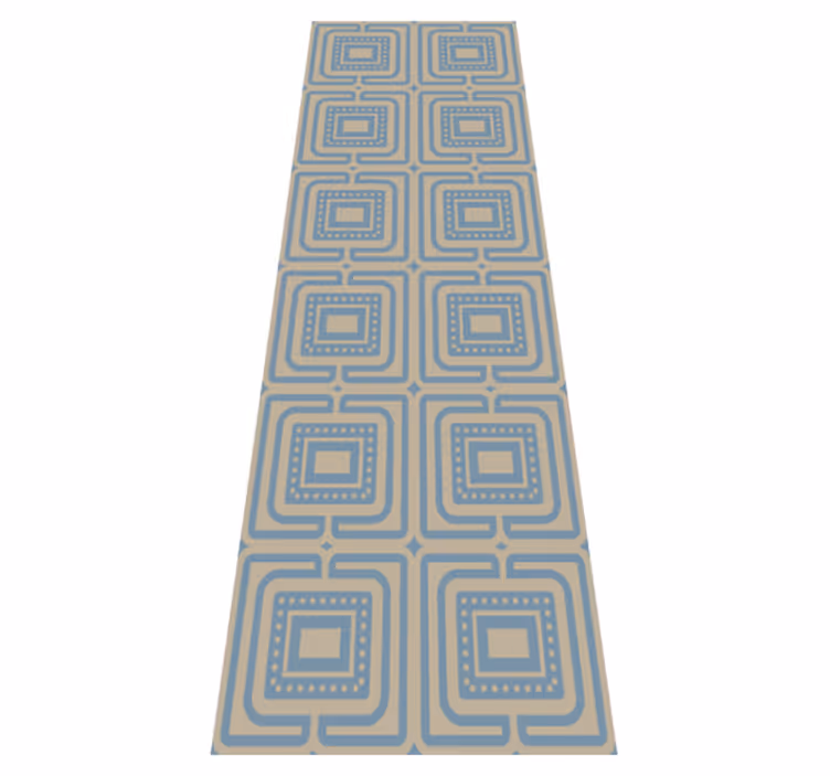 Bedroom vinyl rug with bronze and dark blue squares - TenStickers