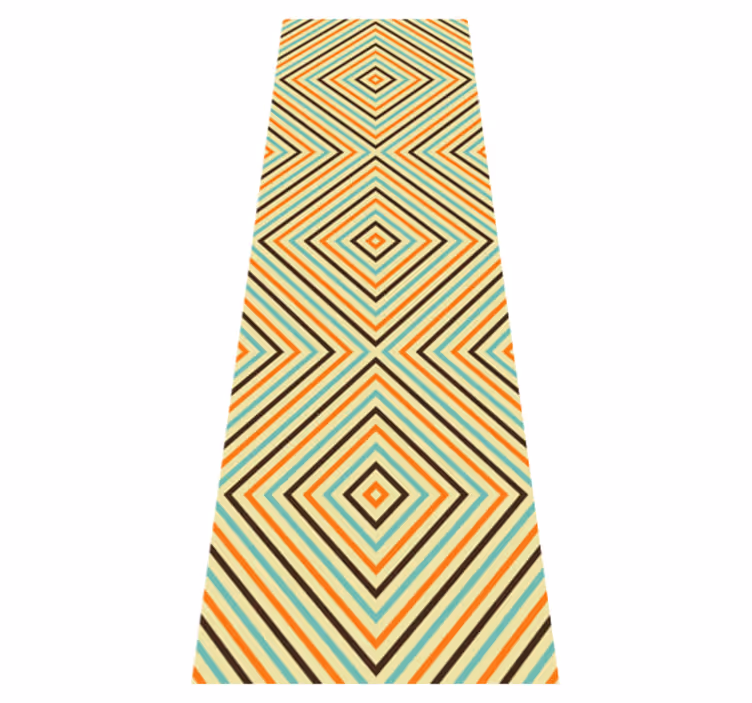 Bedroom vinyl rug in vintage orange and blue pattern - TenStickers