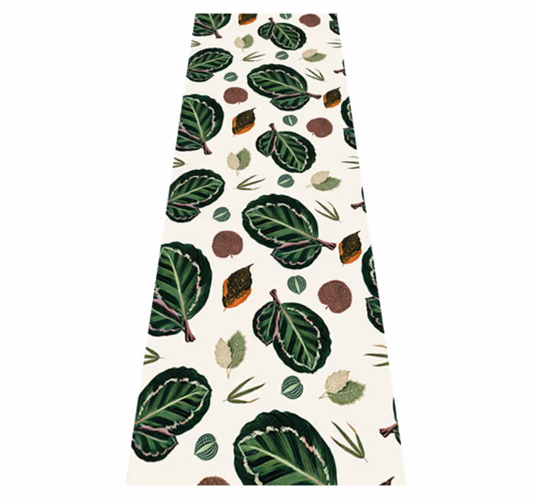 Bedroom vinyl rug with green red maranta leaves - TenStickers