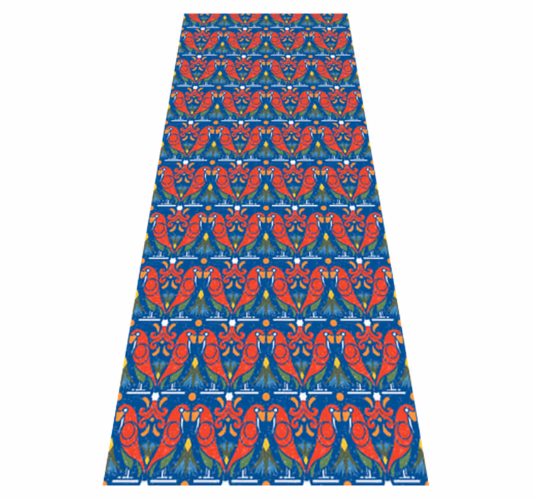 Bedroom vinyl rug with floral design on blue - TenStickers