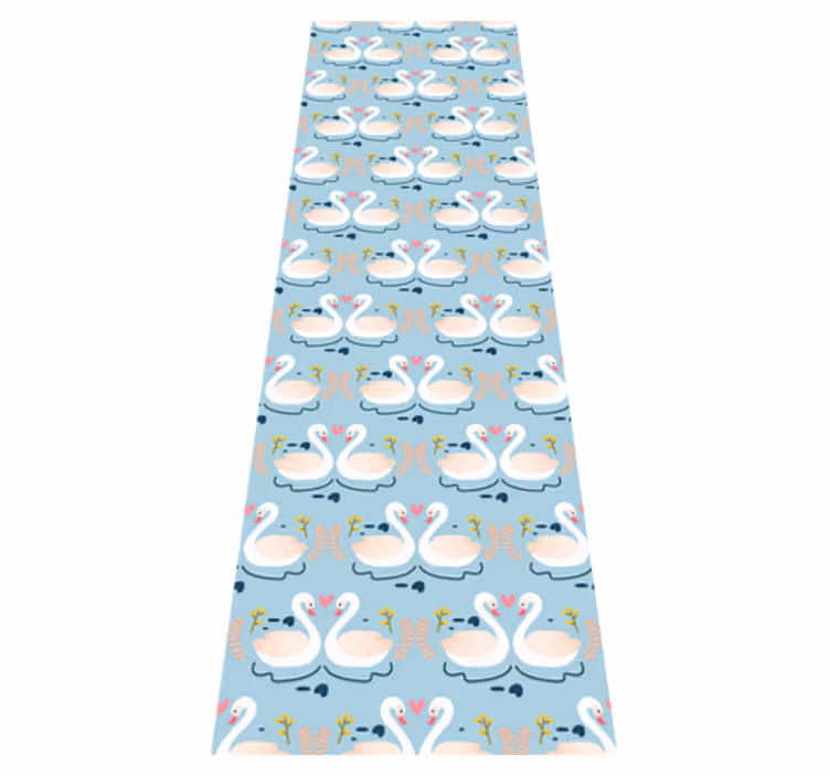 Bedroom vinyl rug with swans in love on blue - TenStickers