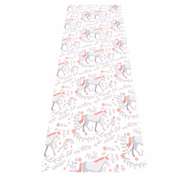 Bedroom vinyl rug with unicorns and leaves - TenStickers