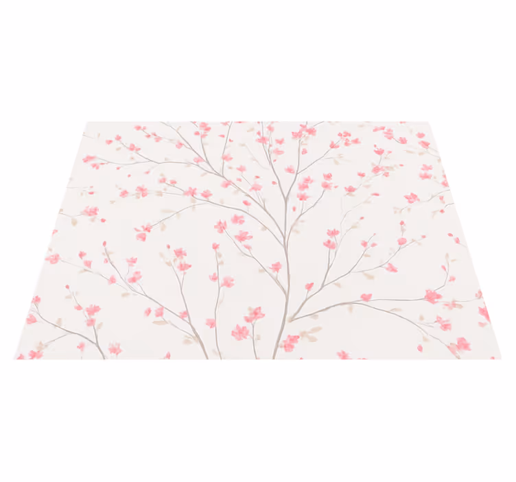 Bedroom vinyl rug tree with small pink flowers - TenStickers