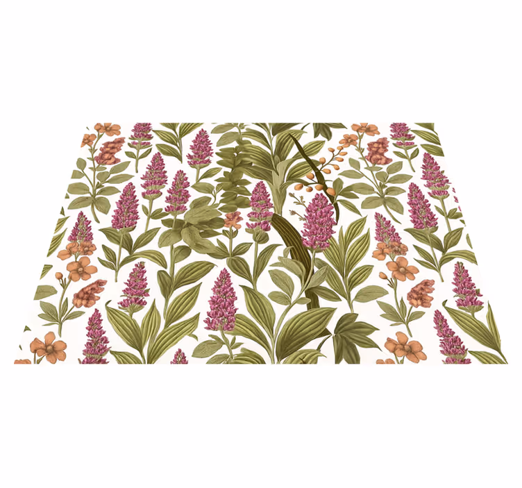Bedroom vinyl rug with colorful botanical design - TenStickers