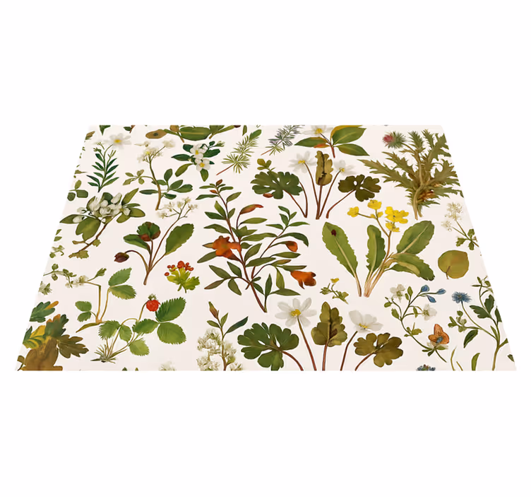 Bedroom vinyl rug botanical design on white background - TenStickers